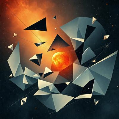 The primary subject of the image is a large, brightly lit sun, which is the main focus of the scene. The setting is a dark, starry sky, with the sun being the only bright light in the background. The visual style of the image is digital art, as it appears to be a computer-generated or manipulated image. The colors and mood of the image are predominantly dark and dramatic, with the sun being the only source of light and warmth in the otherwise cold and dark environment.